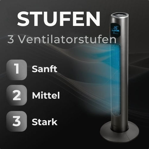 KRAFT Turmventilator - Leiser Standventilator - 97 cm - Anthrazit
