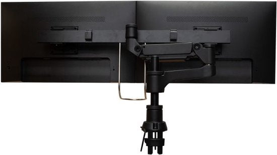 R-Go Tools Smartbar R-Go Caparo Monitorarm, mit Gasfeder für zwei Bildschirme, 3-9 kg Belastbarkeit, 100% rund, schwarz