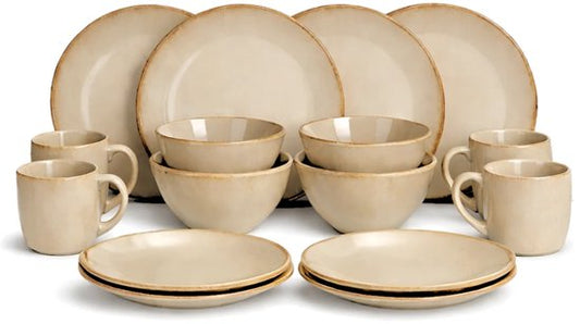 Mica Decorations Racco Geschirrset, 16-teilig – für 4 Personen – Steingut – Beige