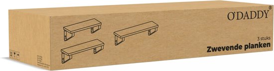 O'DADDY® Schweberegale - Wandregal - Vintage Design - Wandregal - Holzregale für die Wand - Bücherregal - Wandregale & Racks - 3 Stück - Braunes Holz - Schwarzes Metall