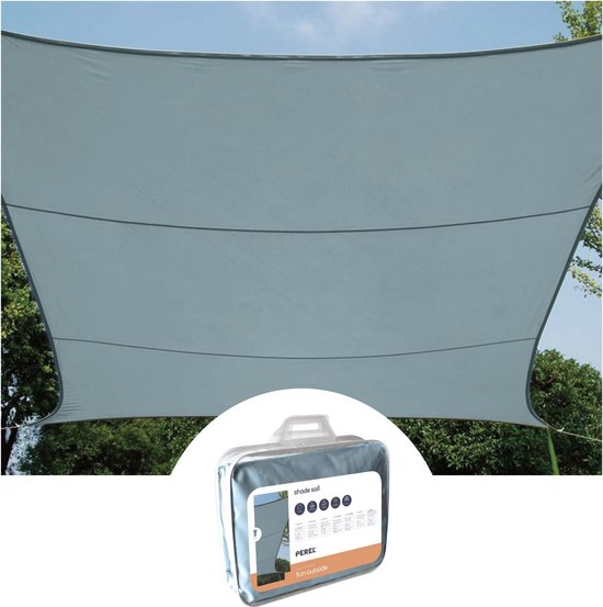 Perel Schattentuch, wasserabweisend, 3,6 x 3,6 m, 160 g/mÂ², Polyester, quadratisch, hellgrau