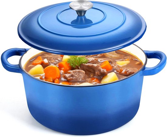 Castex Elegance Royal Gusseisen Kasserolle - Antihaftbeschichtung - 26 cm - 4,65 L - Induktion - Blau