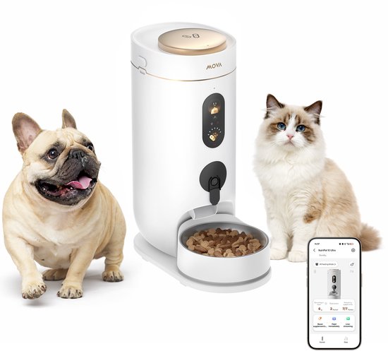 NutriPal 10 Ultra – Intelligenter automatischer Futterautomat für Katzen mit HD-Kamera, Steuerung per App – 4 l – Weiß