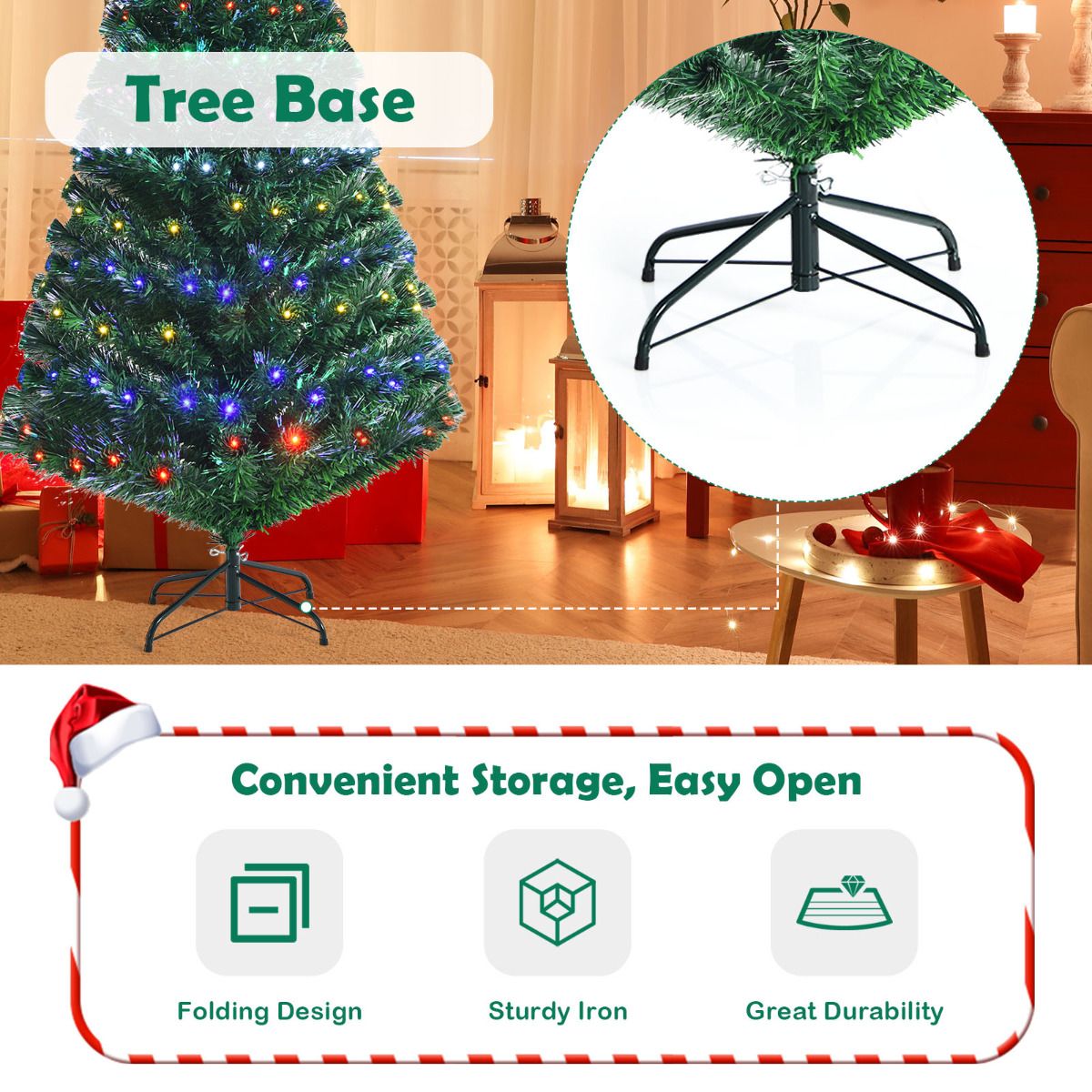 Coast Luxury Artificial Christmas Tree 210 cm Grün - Mit LED und Glasfaser Farbbeleuchtung