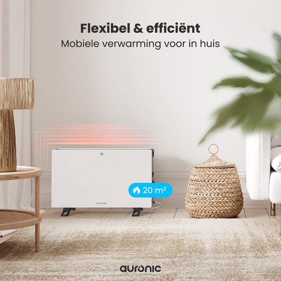 Auronic Konvektorheizung - 2000W - Elektrische Heizung - Schlafzimmer, Wohnzimmer oder Zuhause - Heizung - Weiß