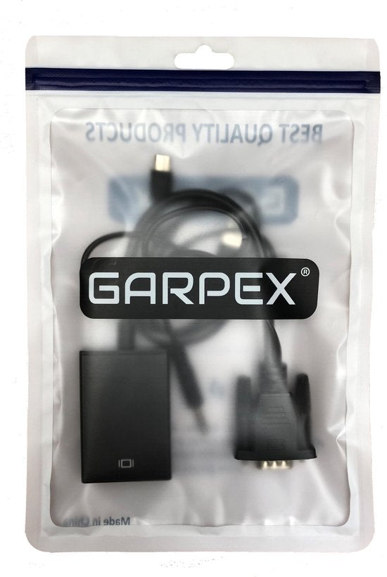 Garpex VGA-zu-HDMI-Adapter mit 3,5-mm - AUX und USB-Stromkabel – Analog-zu-Digital-Videokonverter, 1080p Full HD, Stecker-Buchse-Design
