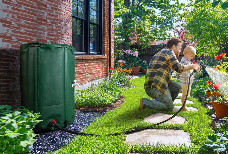 Hortensus Faltbare Regentonne 250 Liter - Grün - 90x60 cm - Mit Hahn und Reißverschluss