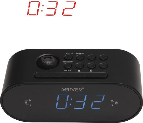 Denver Radiowecker mit Projektion - FM-Radio - 180Â°-Projektionsuhr - Doppelweckzeit - CRP717 - Schwarz