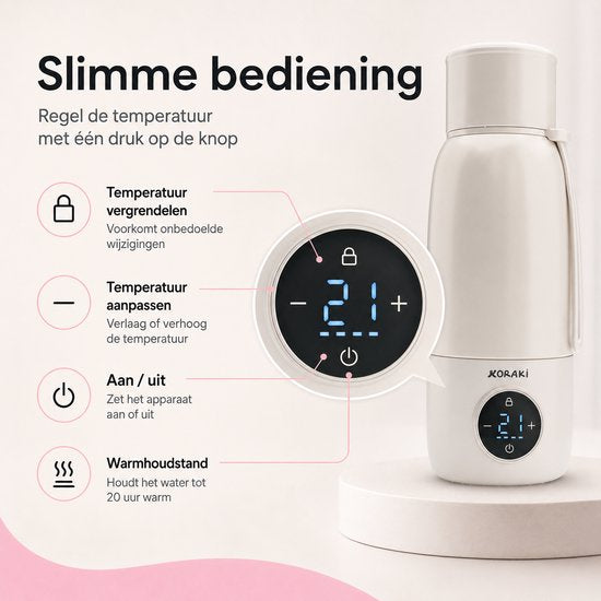 Koraki® Thermosflaschenwärmer - Kabelloser Flaschenwärmer - für unterwegs - 500ml