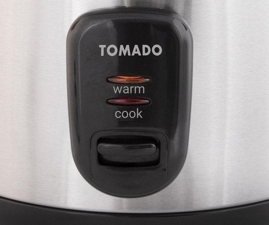 Tomado TRC1001S - Reiskocher - 5 Portionen - 1 Liter Fassungsvermögen - Warmhaltefunktion - Antihaftbeschichtung - PFAS-frei - Design aus Edelstahl