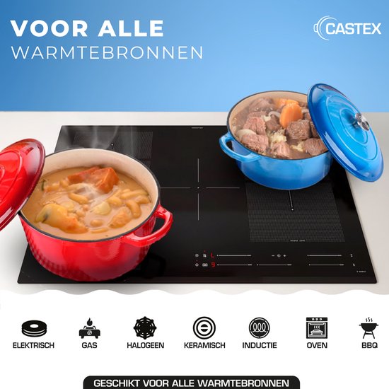 Castex Elegance Royal Gusseisen Kasserolle - Antihaftbeschichtung - 26 cm - 4,65 L - Induktion - Blau