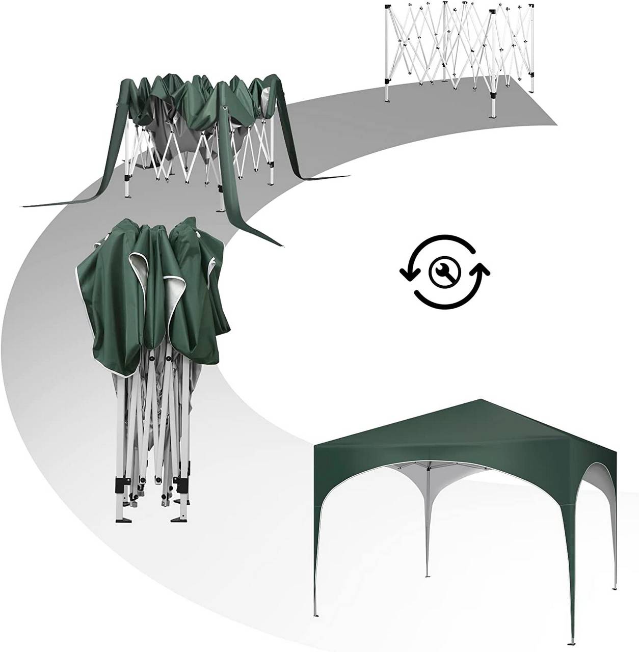 WOLTU Pop-up-Pavillon – Wasserdicht – Grün – 3 x 3 m