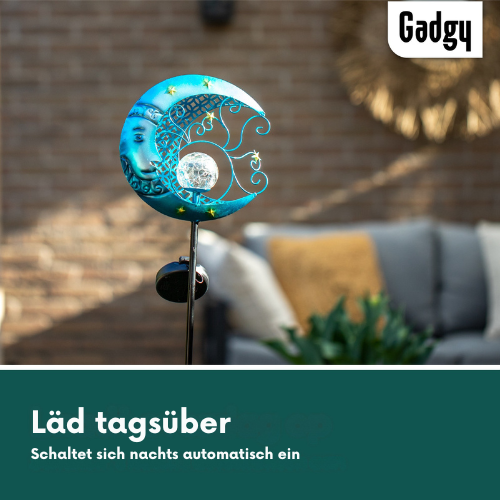 Gadgy - Solar Garten Licht Mond mit Garten Fackel - Outdoor - Garten, Terrasse & Balkon - Blau