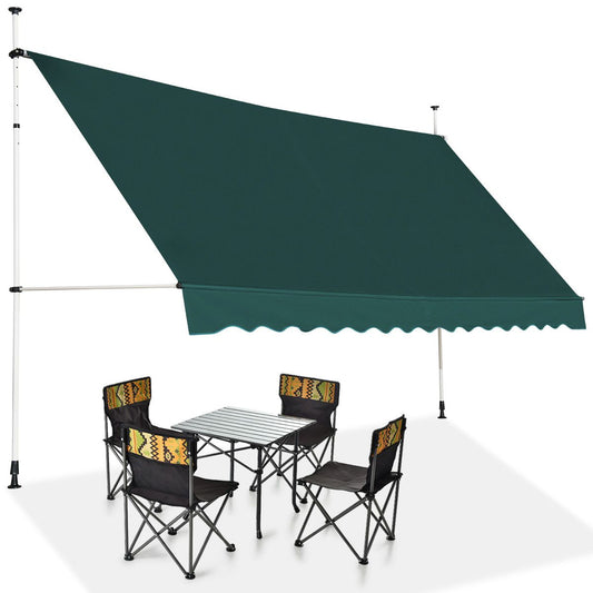 Coast Sunshade 400 cm breit, höhenverstellbar 200-300 cm, grün, Aluminiumrahmen und Oxford-Gewebe