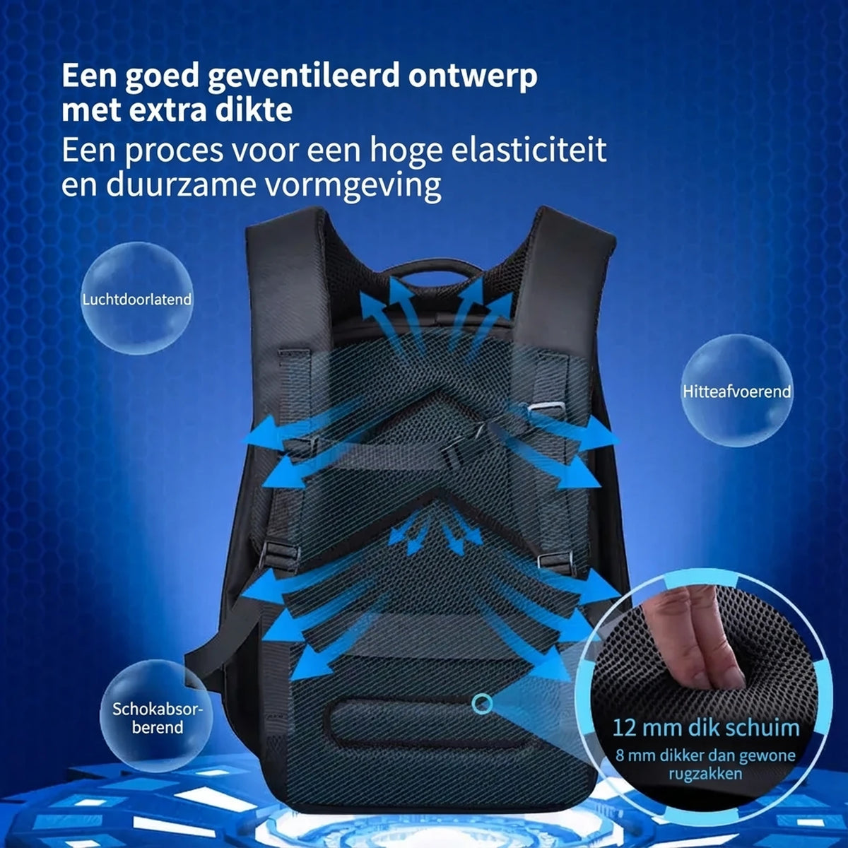 Ochama TANK Sportrucksack 35 Liter – Geräumiger Rucksack für das Fitnessstudio und auf Reisen – Schwarz