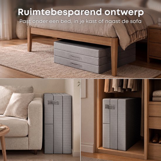 CozySense® Faltmatratze 90 x 200 cm – Gästebettmatratze – Faltmatratze – Atmungsaktiv – Abnehmbarer Bezug & Tragetasche – 10 cm dick – mittlere Härte