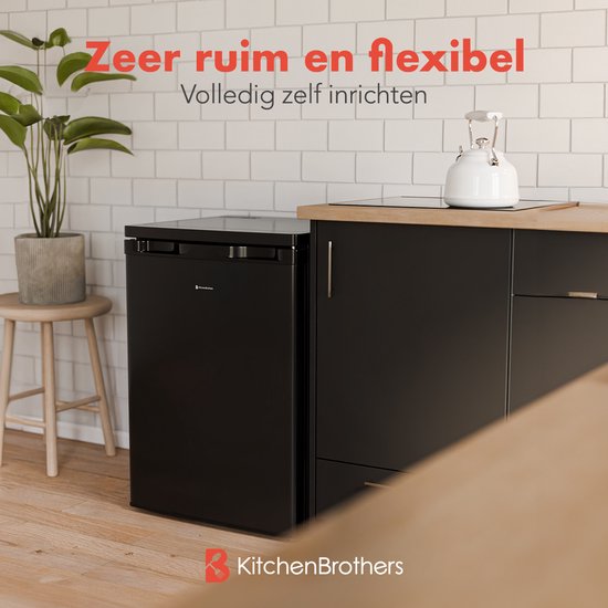 KitchenBrothers Kühlschrank - 127L - Eisfach - Tischplatte - Frigo - Freistehend - Schwarz