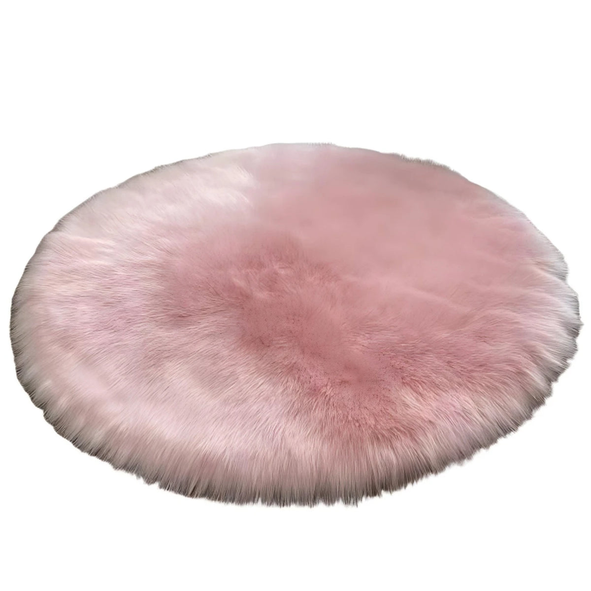 Runder Teppich aus Kunstfell – rosa – 90 × 90 cm