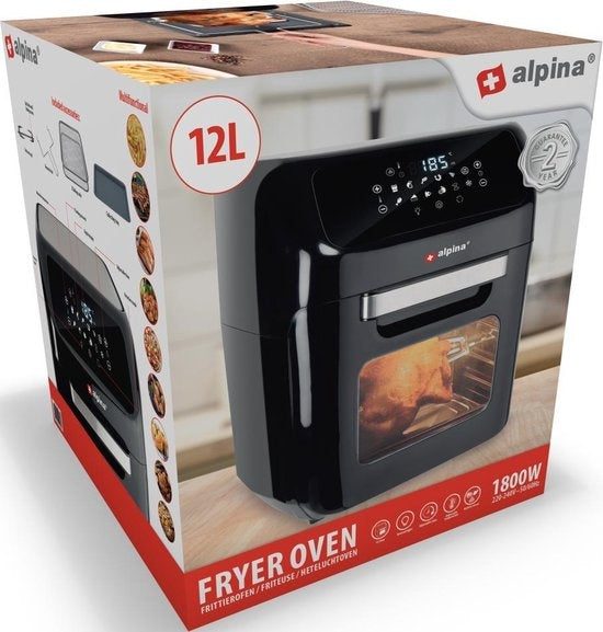 alpina Airfryer Oven 12L - Heißluftfritteuse 1800W - Heißluftofen mit Back- und Grillfunktion
