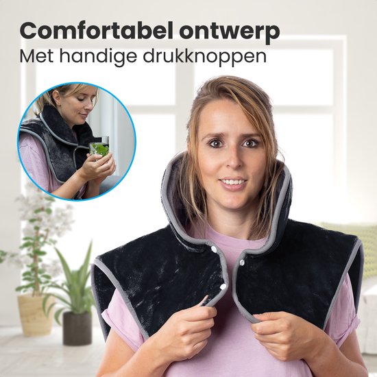 Auronic Heat Pad - Elektrische Heizdecke für Nacken, Schultern und Rücken - Waschbar - Energieeffizient - Heizdecke - Schwarz