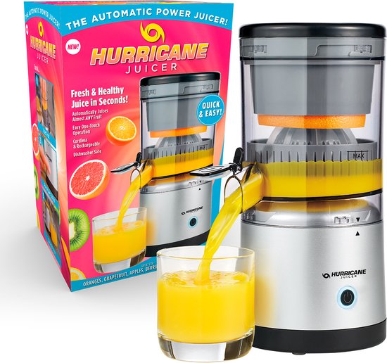 Hurricane Juicer - Entsafter für Obst und Gemüse - Slowjuicer - Kabellos inklusive USB-Ladekabel - 500 RPM - Silber