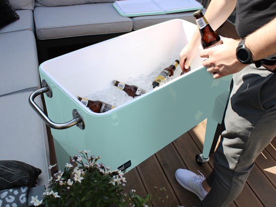 AXI Retro Cooler Mint – Kühlbox mit Rollen – 76 l Fassungsvermögen – Kühlbox mit Ablasshahn