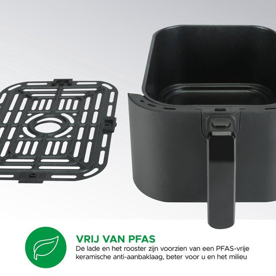 Bourgini Slimfit Airfryer Pure XL - Heißluftfritteuse - 5 Liter - 1500W - PFAS frei