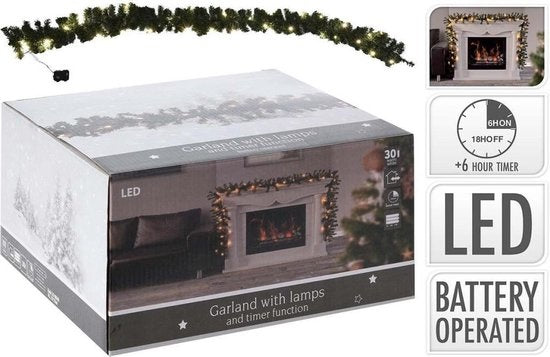 Nampook - Guirlande/Weihnachtsgirlande - 30 LED-Lichter - 270cm