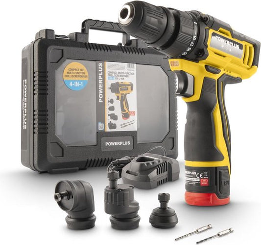 Kompakter 4-in-1-Multifunktionsschraubendreher 12 V POWXBOX001 – inkl. 12-V-Akku und 2,0-Ah-Ladegerät