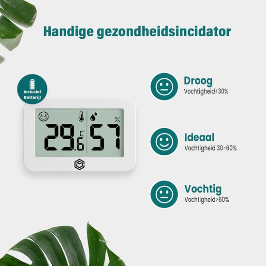 Ease Electronicz Hygrometer & Thermometer - Wetterstation - Luftfeuchtigkeitsmesser - Raumthermometer - inkl. Batterie und Klebestreifen