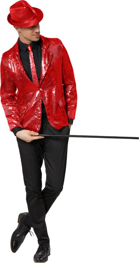 dressforfun – Paillettenjacke für Herren, rot, Größe L – Kostüme, Halloween, Verkleidung, Partykleidung, Karnevalskleidung, Karneval, Festkleidung, Partykleidung – 303948