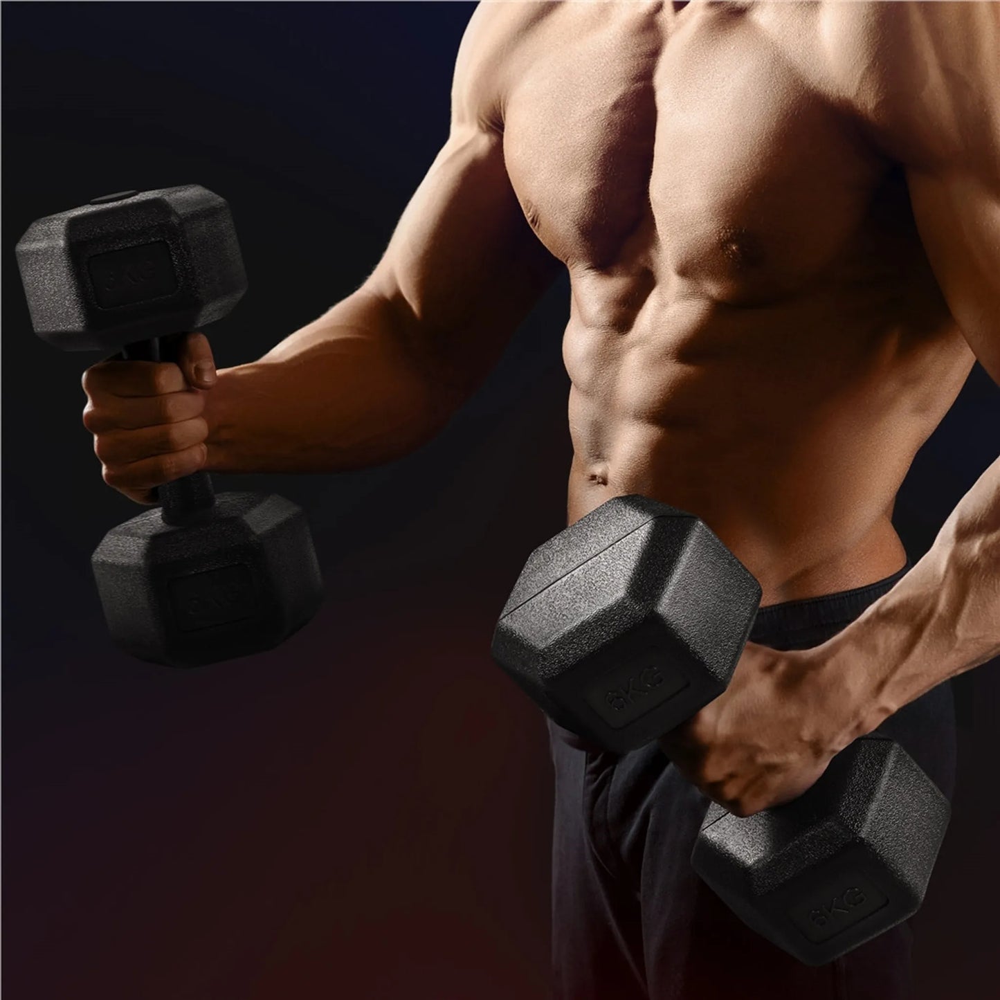 Yaheetech Hantelset 2 Stück - 12 kg - mit sechseckigem Anti-Roll-Design und bodenschonender Kunststoffbeschichtung und ergonomischem Griff - für Krafttraining und Cardio - schwarzer Beton und Metall - 31 x 15,5 x 14 cm
