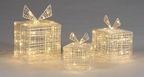 Nampook Weihnachtsbeleuchtung Geschenkboxen - 90 LED - 3 Stück mit verschiedenen Größen