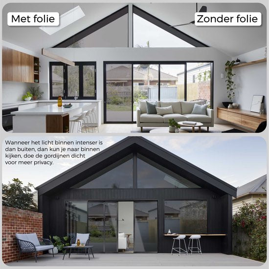 Homewell® Sonnenschutz-Fensterfolie – 70 x 300 cm – Isolierend – Statisch haftend & wiederverwendbar – Gegen Hitze & Einblicke – HR+ geeignet – 25 % Spiegeleffekt, schwarz