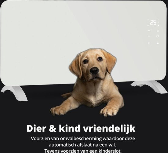 FlinQ Smart Panel Heater mit WiFi - Elektrische Heizung - Heizpaneel - Elektrische Heizung - Konvektorheizung - Tragbare Heizung - 2000W - Weiß