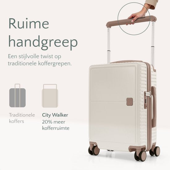 Skycases City Walker - Großer Reisekoffer 94L - Leicht & Robust - 360° Spinner-Räder - Original TSA-Schloss - Inklusive Schutzhülle & Nassbeutel - 76 x 52 x 29 cm - Beige