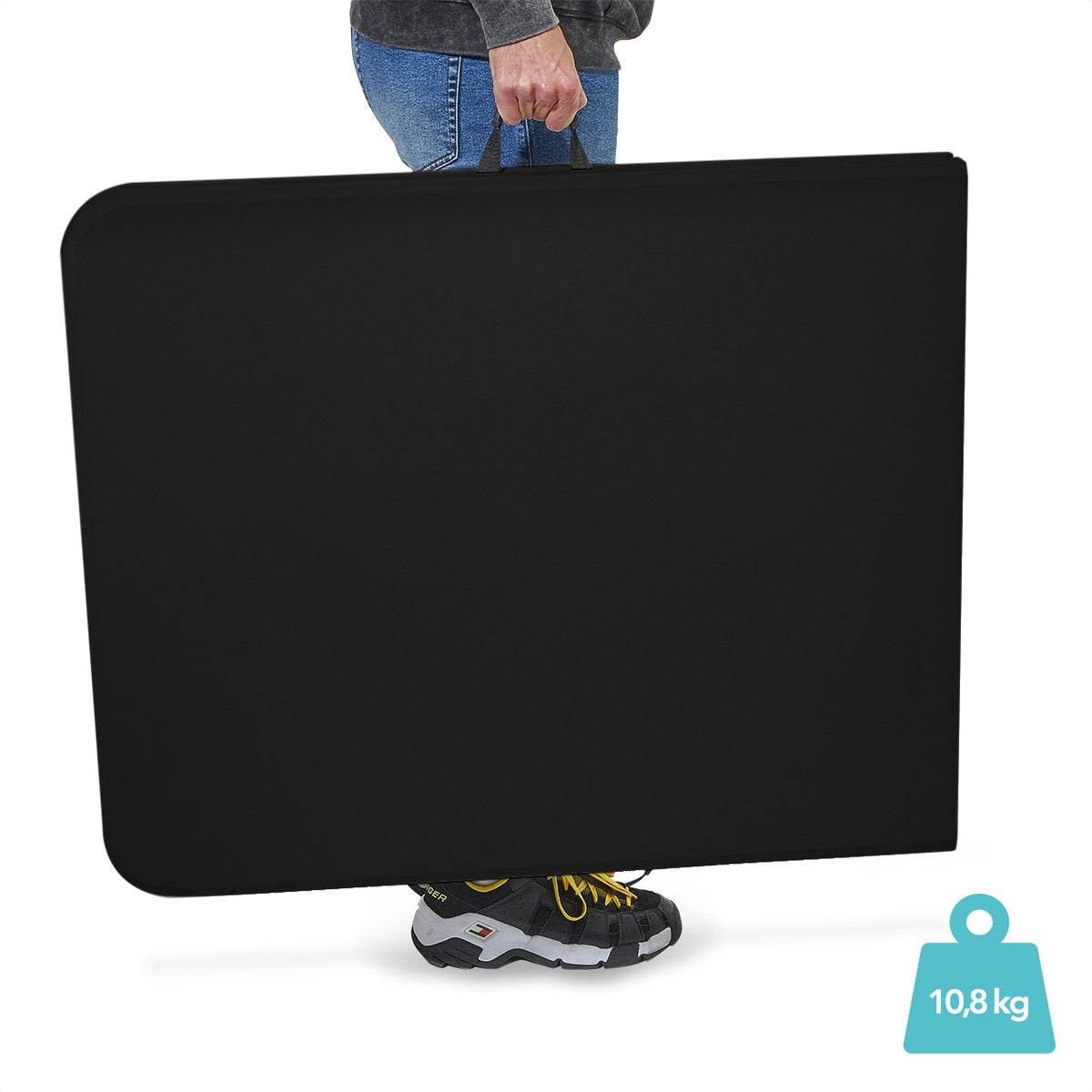 LifeGoods Zusammenklappbarer Tisch - 70x180cm - Verstellbarer und stabiler Klapptisch - Wetterfest - Outdoor-Klapptisch - Schwarz