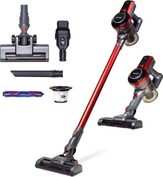 Auronic Stabstaubsauger kabellos - Beutellos - 4-in-1 - Akkubetrieben - 160W - Rot/Grau