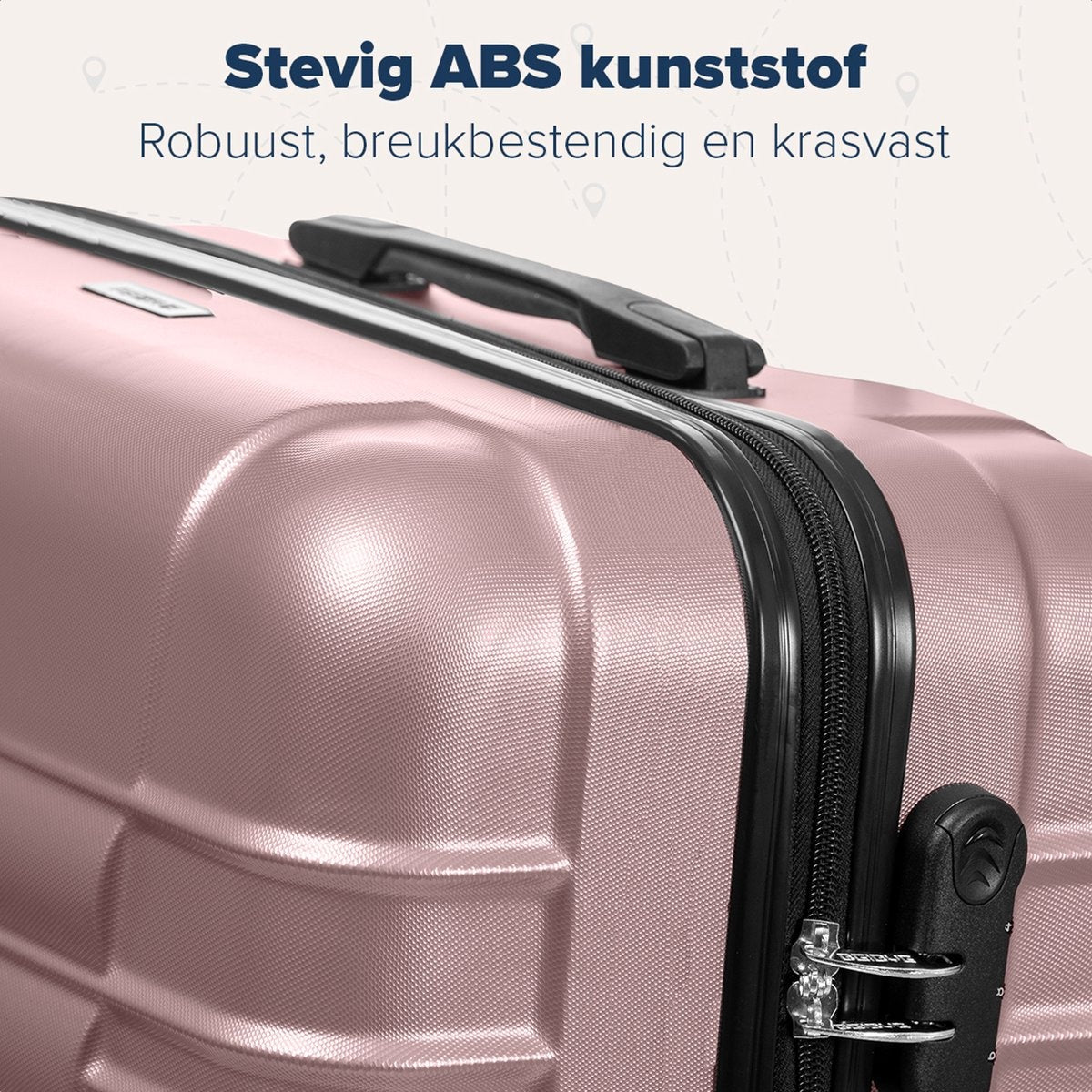 TRVLMORE - Kofferset - 3 Stück - 38L (Handgepäck) + 70L + 110L - Rose Gold
