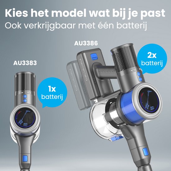 Auronic Stick Staubsauger - Kabellos - Standstaubsauger - Ohne Beutel - 350W - Extra Akku - Staubsauger - Grau/Blau