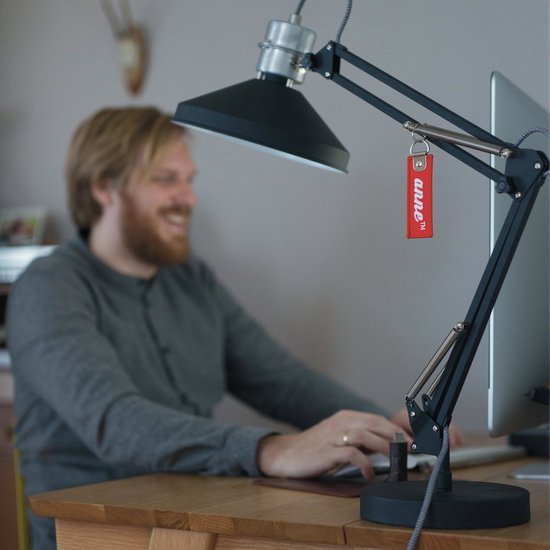 Anne Lighting Zappa – Tischlampe im Industrial-Stil – Schwarz – H: 80 cm – Ø: 18 cm – E27 – Für den Innenbereich – Metall – Tischlampen – Schreibtischlampe – Schreibtischlampen – Schlafzimmer – Wohnzimmer – Esszimmer