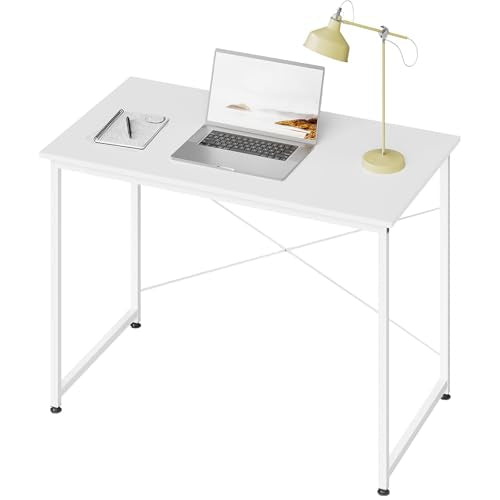 Woltu Schreibtisch mit Metallgestell - Weiß - 100 x 50 x 75 cm