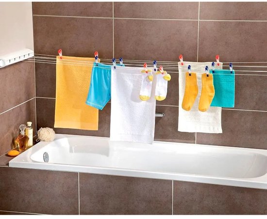 Leifheit Wandtrockner Rollfix 210 Longline – 21 m Trockenlänge – zum Aufhängen – weiß