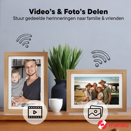 Denver - Digitaler Fotorahmen - 10,1 Zoll - HD - Frameo App - WiFi - IPS Touchscreen - 16GB - Holz