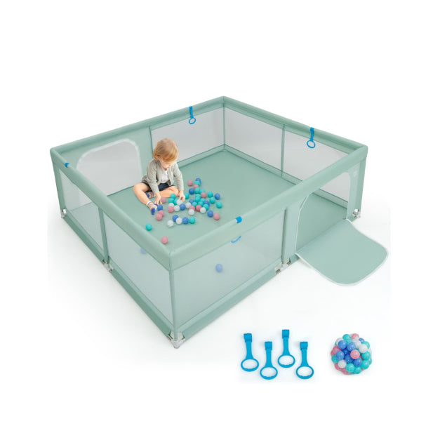 Coast Baby Box - BPA-frei - Türbox - 4 Griffe & 50 Ozeanbälle - 200 x 180cm - Grün