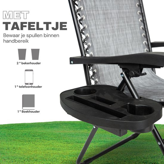 Vaive Luxury Garden Chairs Duoset - Verstellbarer Gartenstuhl und Liege - 30°-90° verstellbar - Garten - Metall - Grau