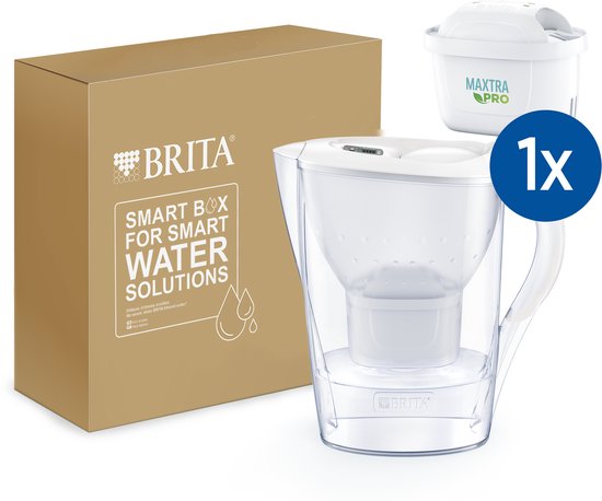 BRITA Wasserfilterkanne Marella Cool – 2,4 l – Weiß – inkl. 1 MAXTRA PRO Pure Performance Wasserfilter – Passt in den Kühlschrank – Filtert Kalk, Chlor, PFAS, Herbizide, Pestizide und mehr* aus dem Trinkwasser
