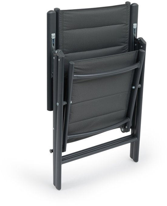909 OUTDOOR Gartenstühle mit Polster-Set (2er-Set) – zusammenklappbar – verstellbar – Aluminium & Polyester – 67 x 56 x 106 cm