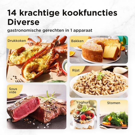 Midea Schnellkochtopf – Pressure Cooker – MY-CS6037WP – 13 Programme – 6 l Fassungsvermögen – 9 Sicherheitsstufen