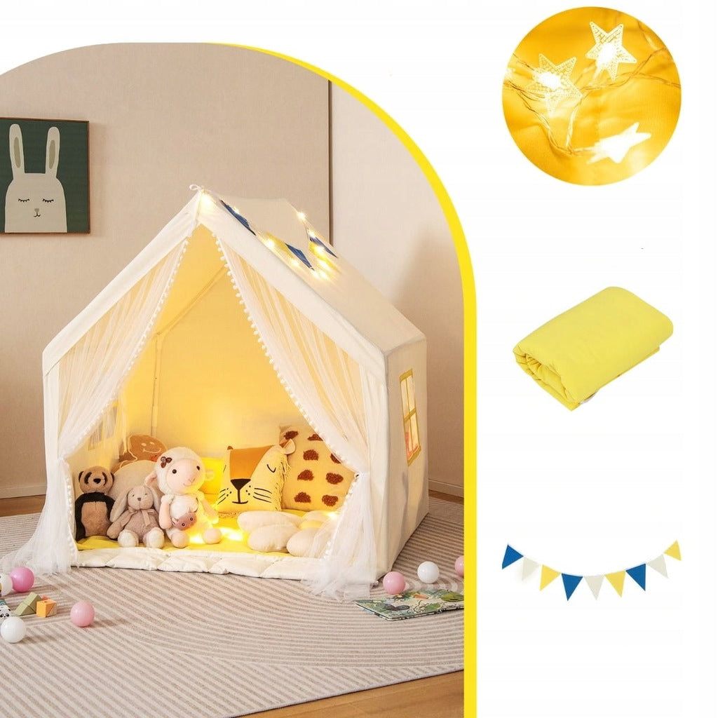Coast Kinderspielzelt - Sternenlichter - Waschbare Matte - 122 x 105 x 125 cm - Beige